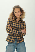 Checked Navy Fitted Button-Down Shirt