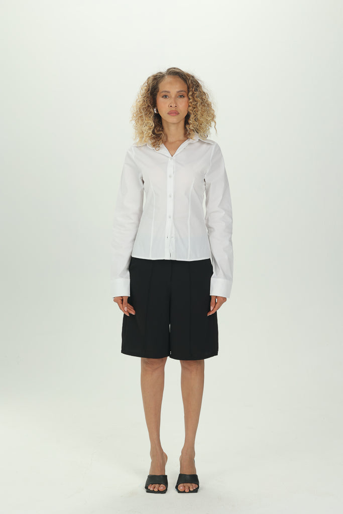 White Fitted Button-Down Shirt