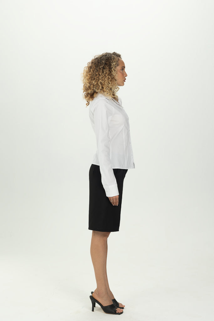 White Fitted Button-Down Shirt