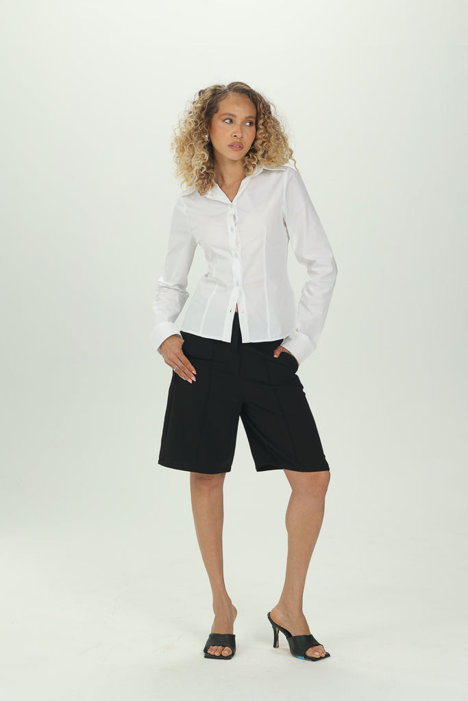 White Fitted Button-Down Shirt