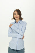 Baby Blue Pintuck Fitted Shirt