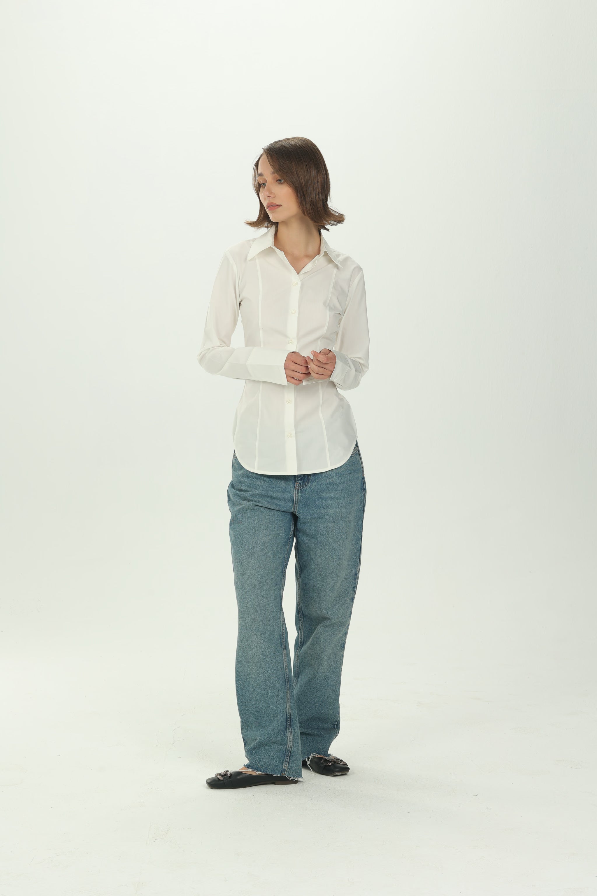Off-White Pintuck Fitted Shirt