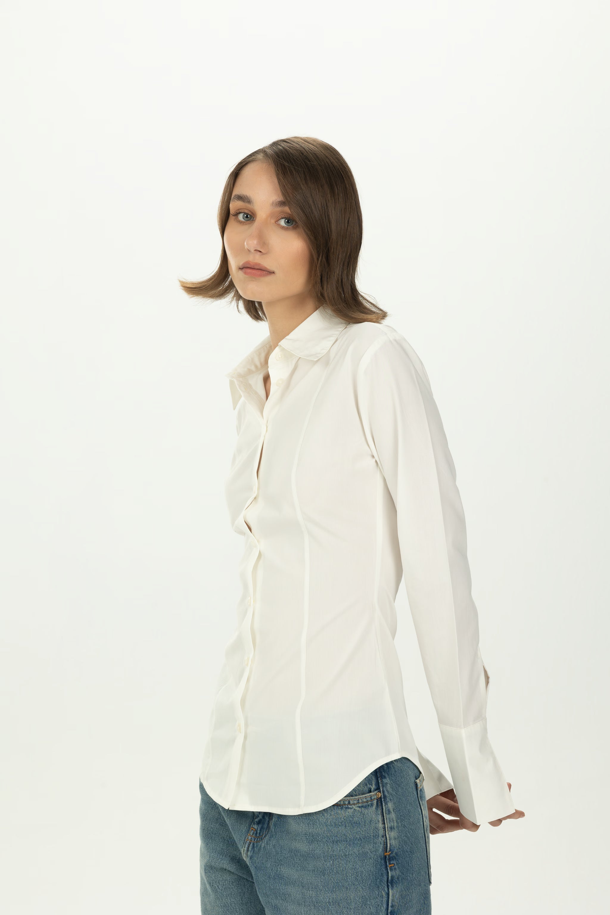Off-White Pintuck Fitted Shirt