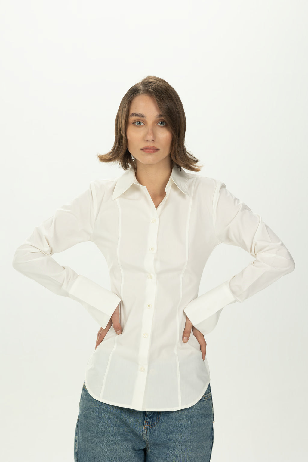 Off-White Pintuck Fitted Shirt