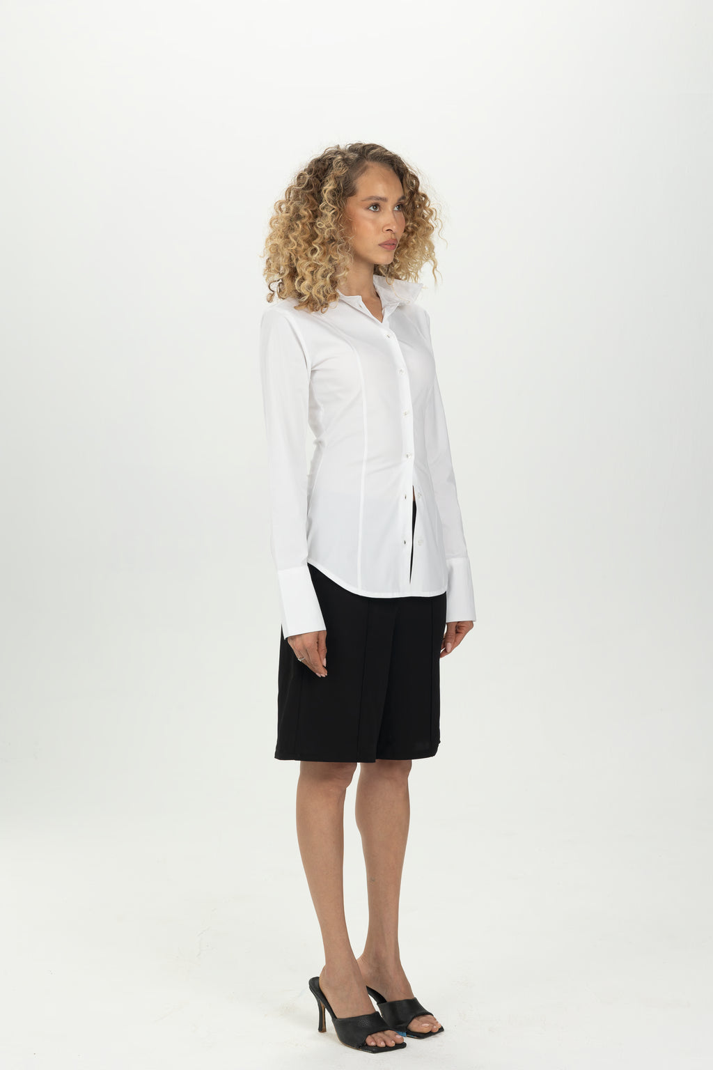 White Pintuck Fitted Shirt