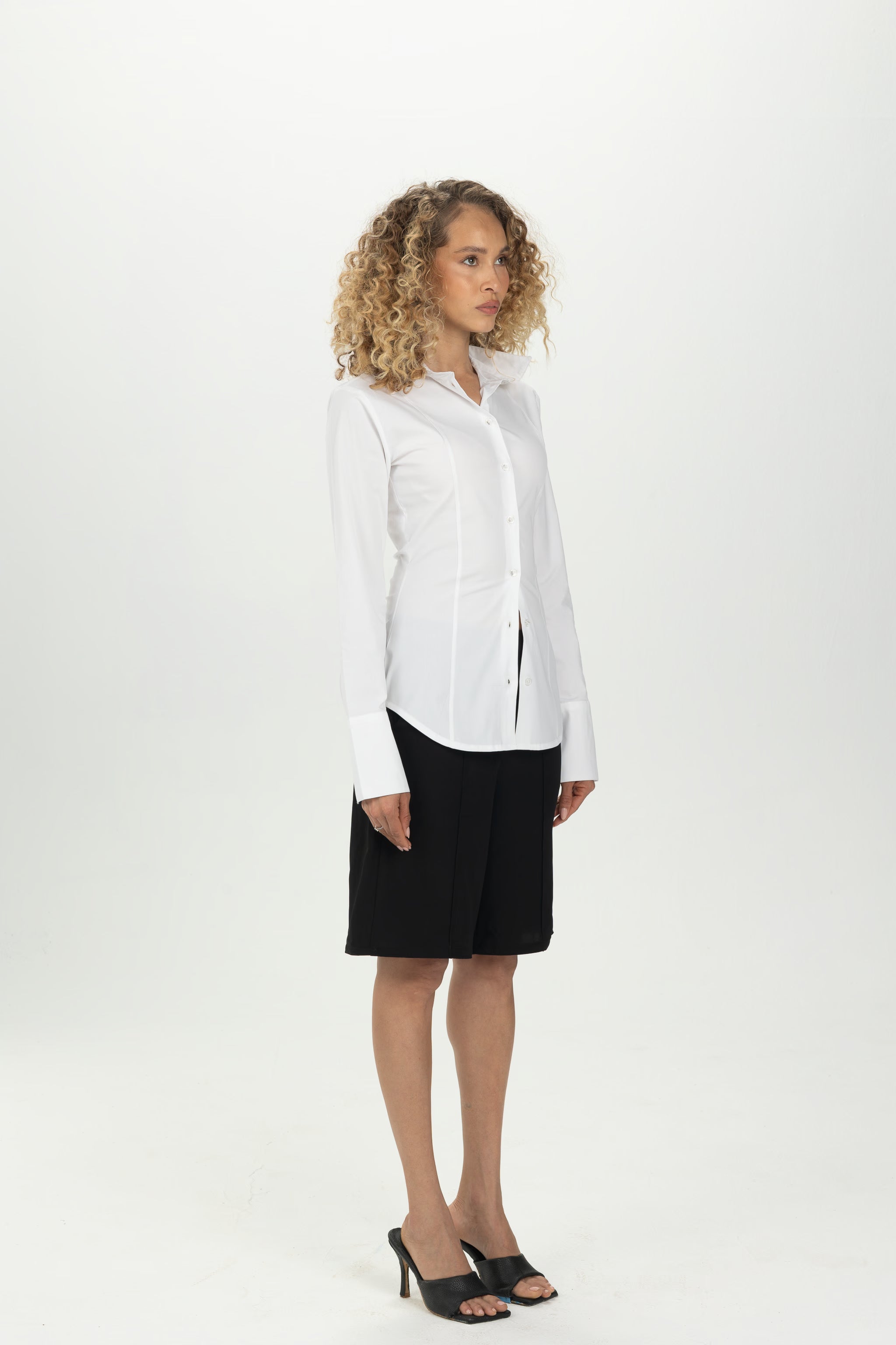 White Pintuck Fitted Shirt