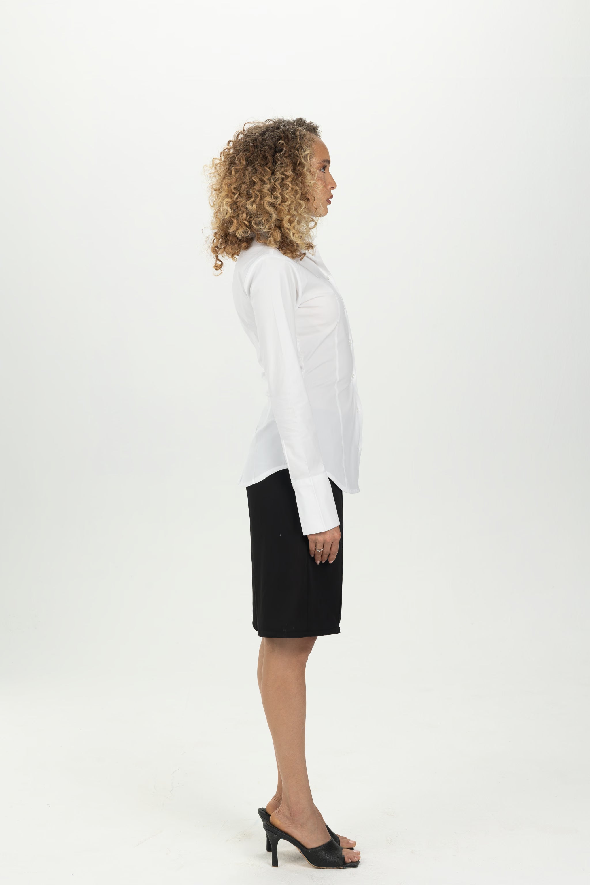 White Pintuck Fitted Shirt