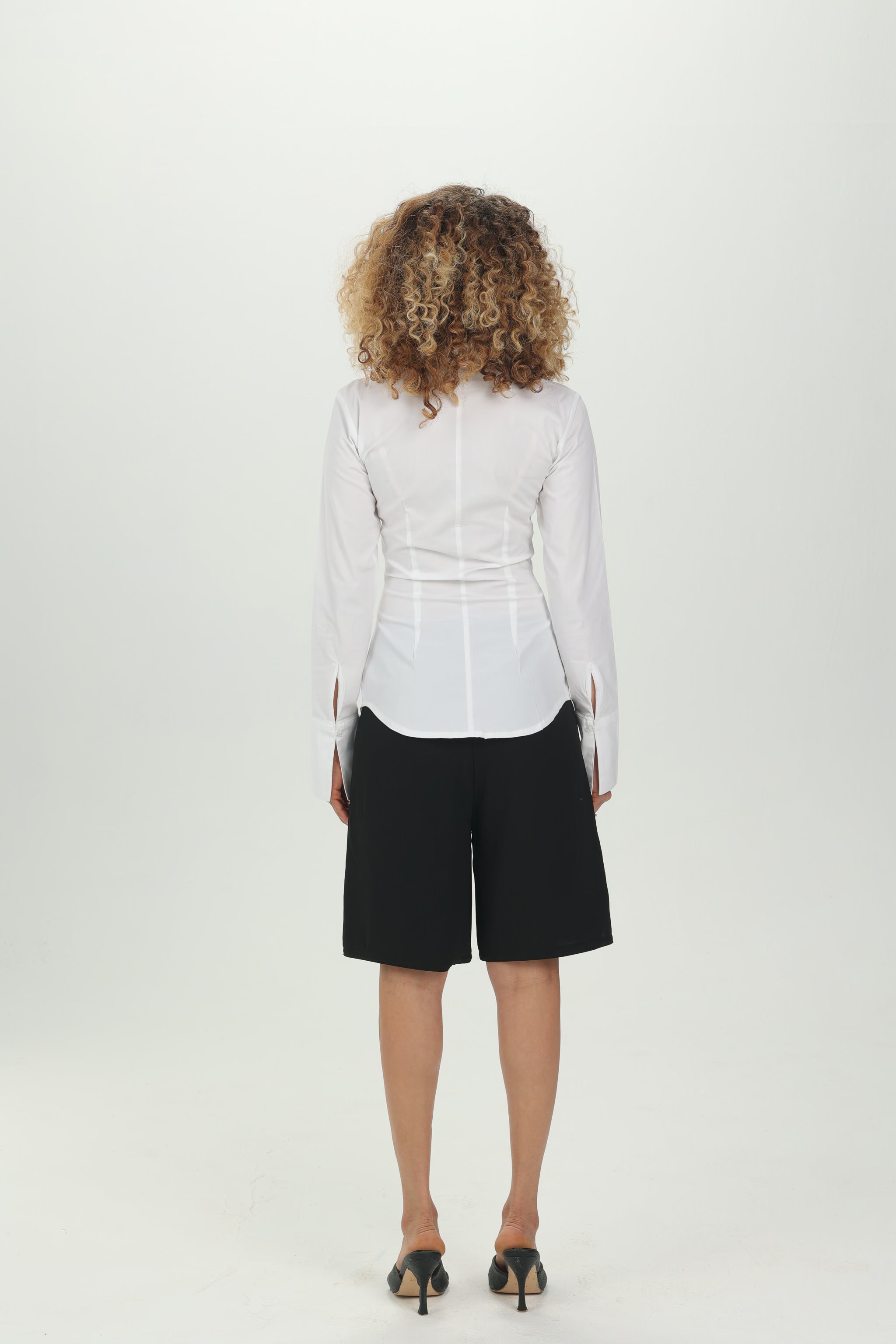 White Pintuck Fitted Shirt