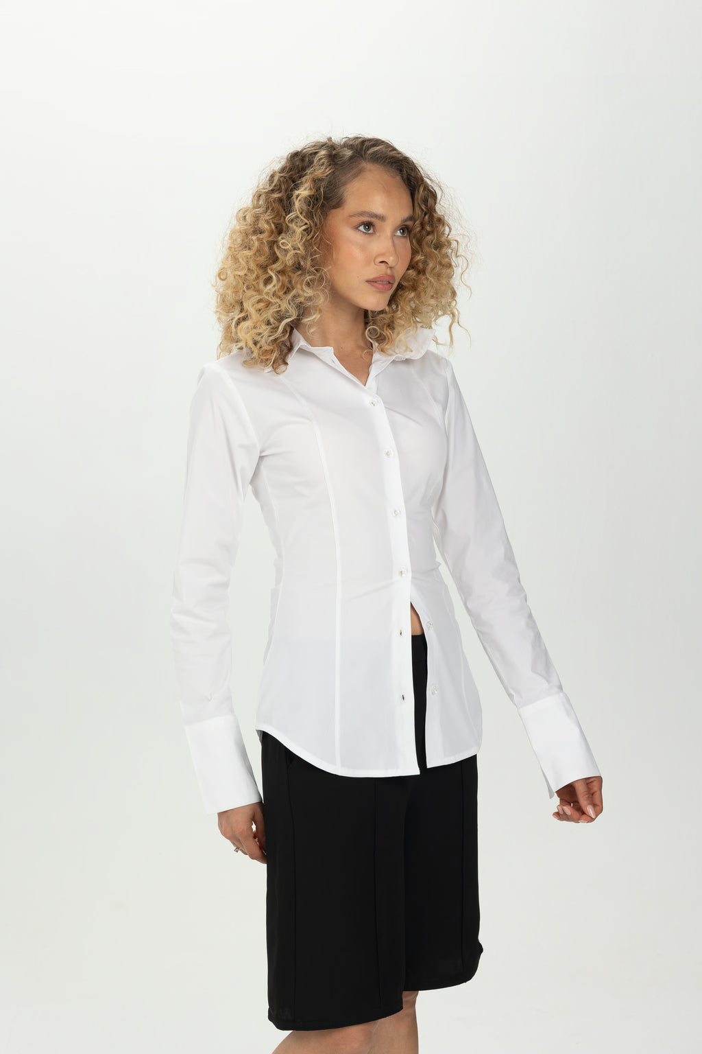 White Pintuck Fitted Shirt
