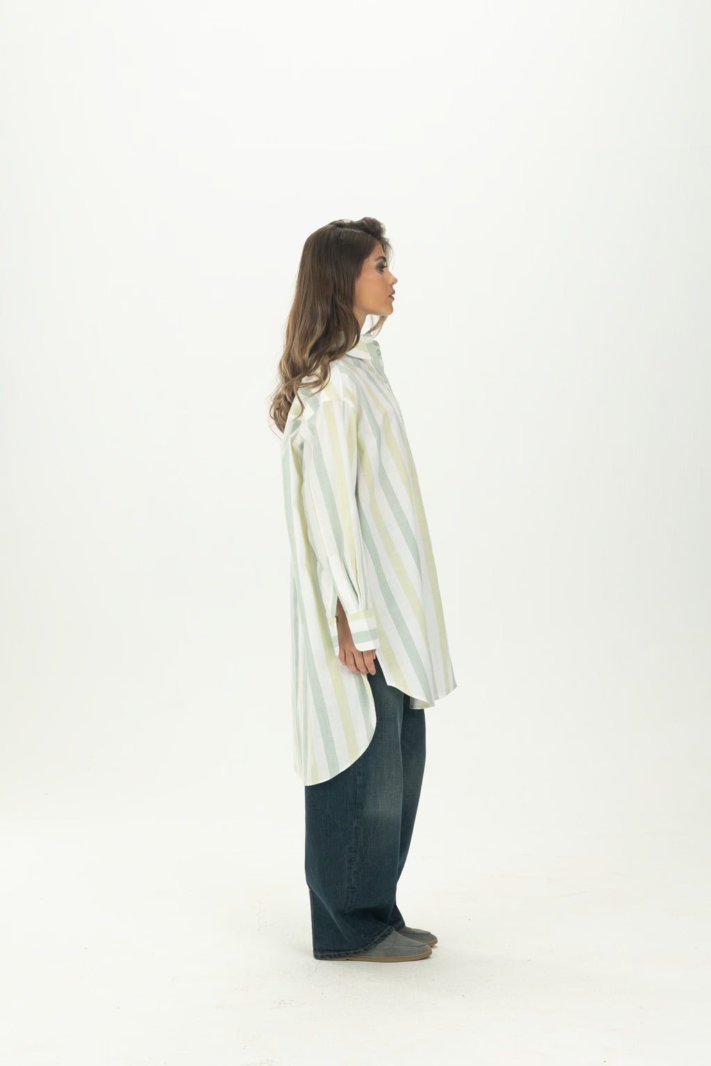 Striped Green Relaxed Oversized Shirt