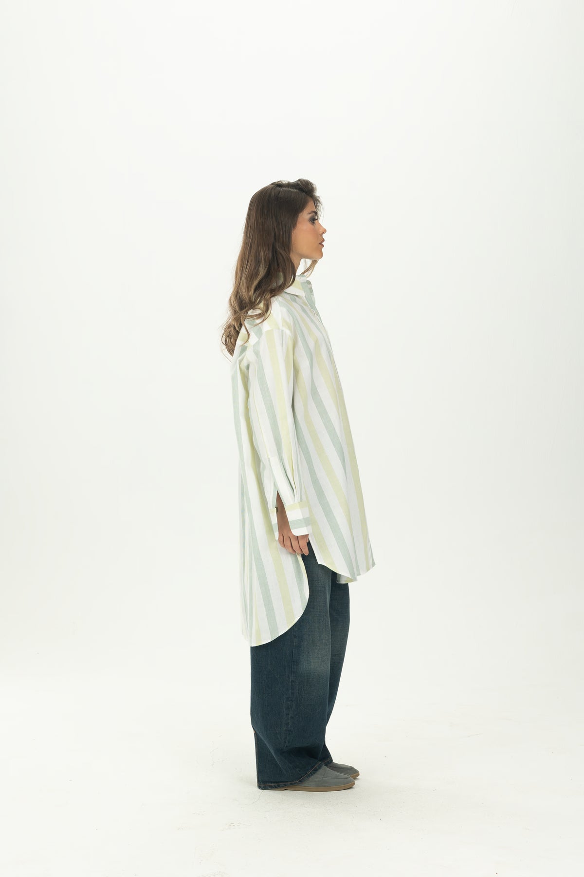 Striped Green Relaxed Oversized Shirt