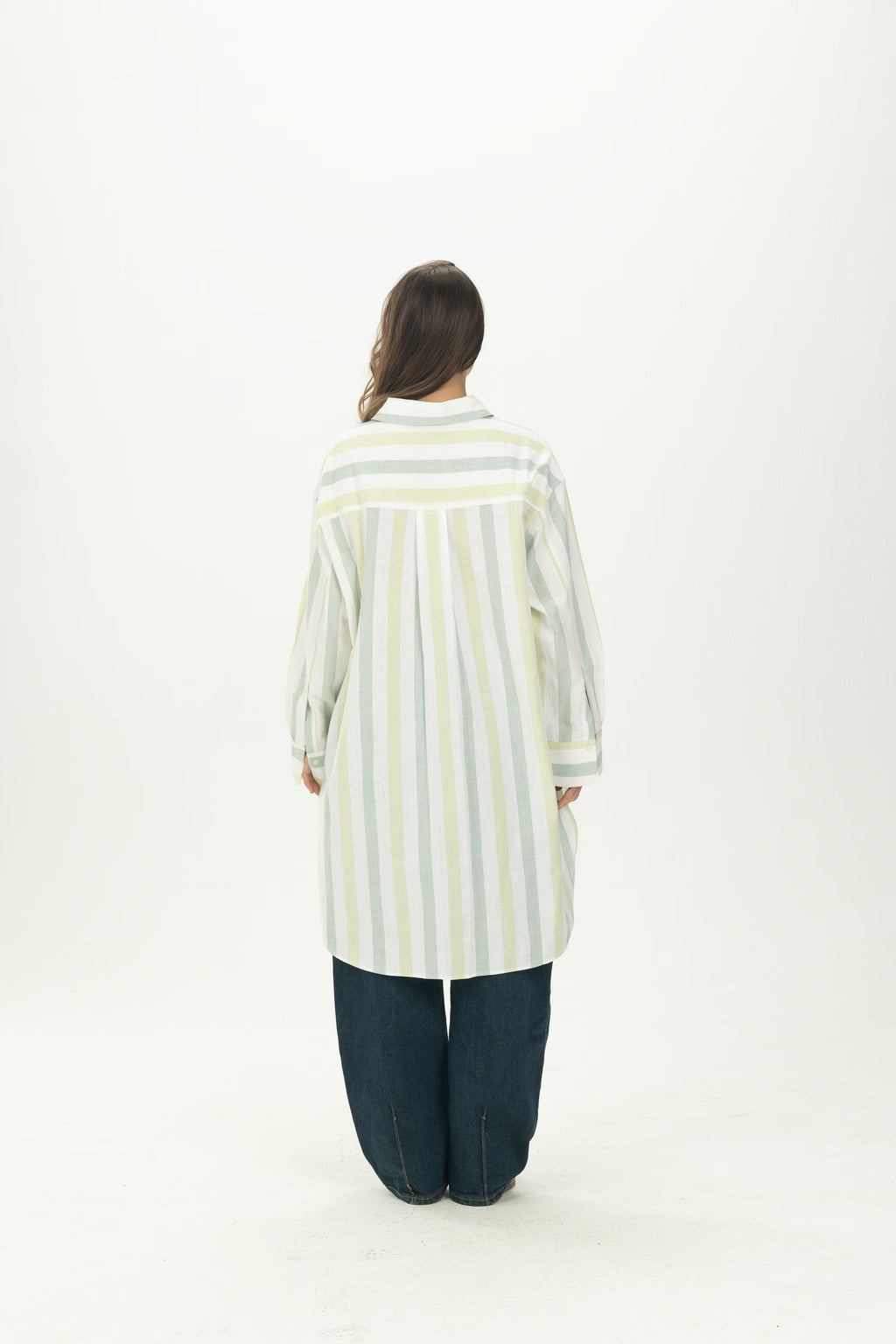 Striped Green Relaxed Oversized Shirt