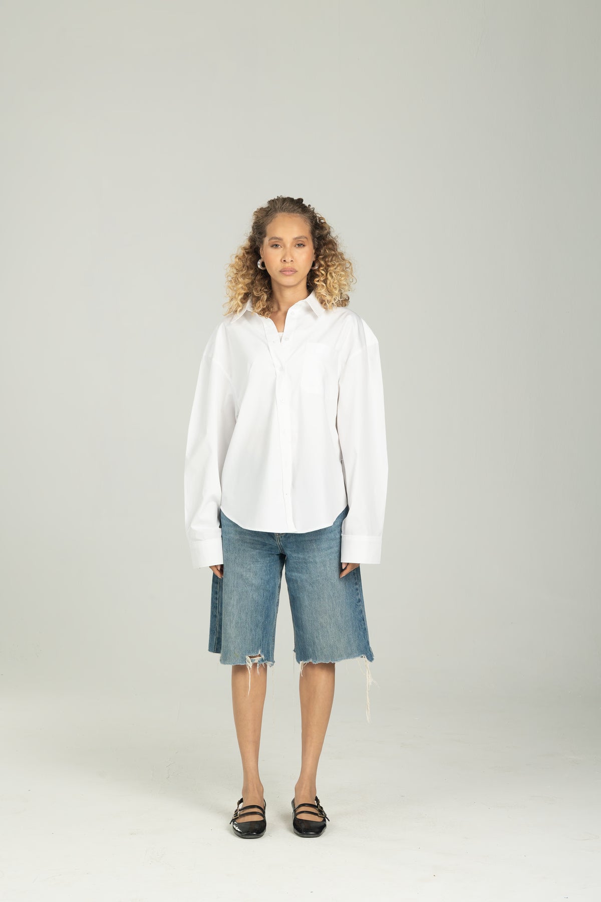 White Oversized Button-Down Shirt