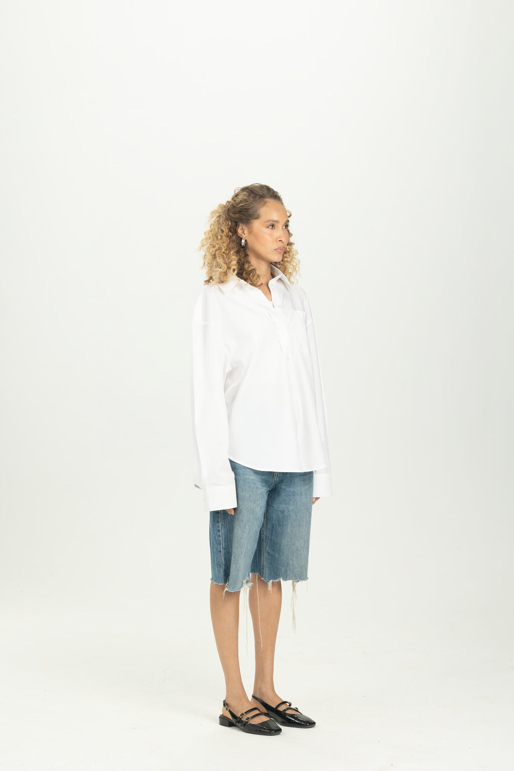White Oversized Button-Down Shirt
