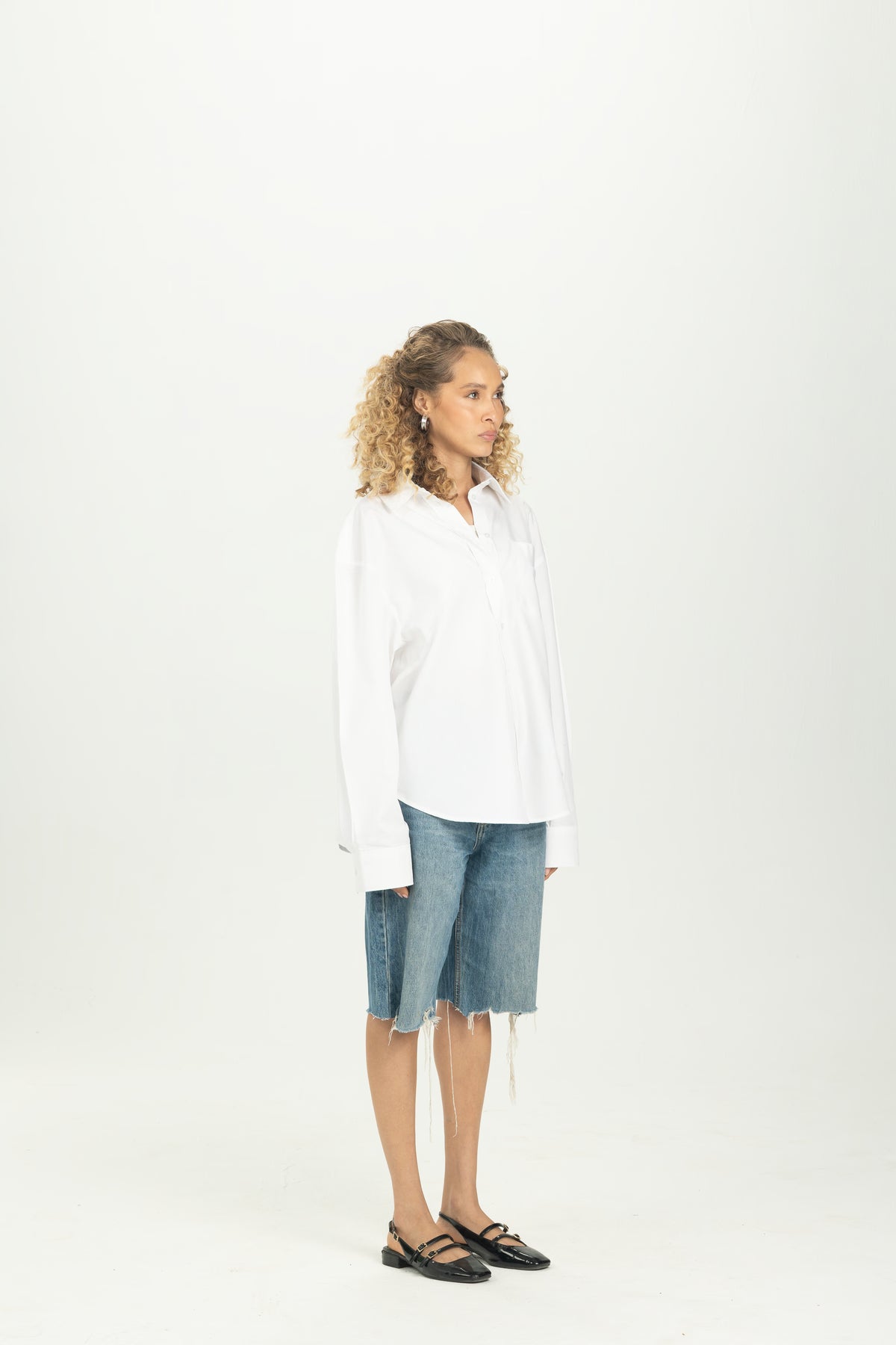 White Oversized Button-Down Shirt