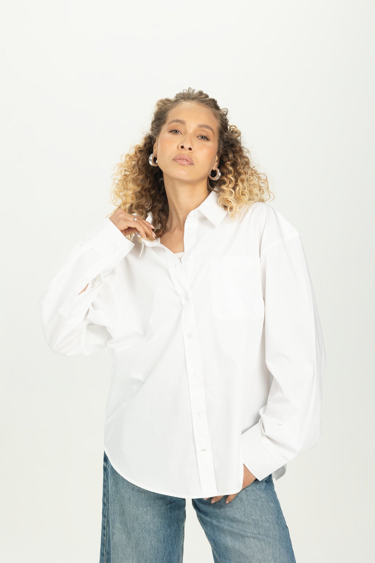 White Oversized Button-Down Shirt