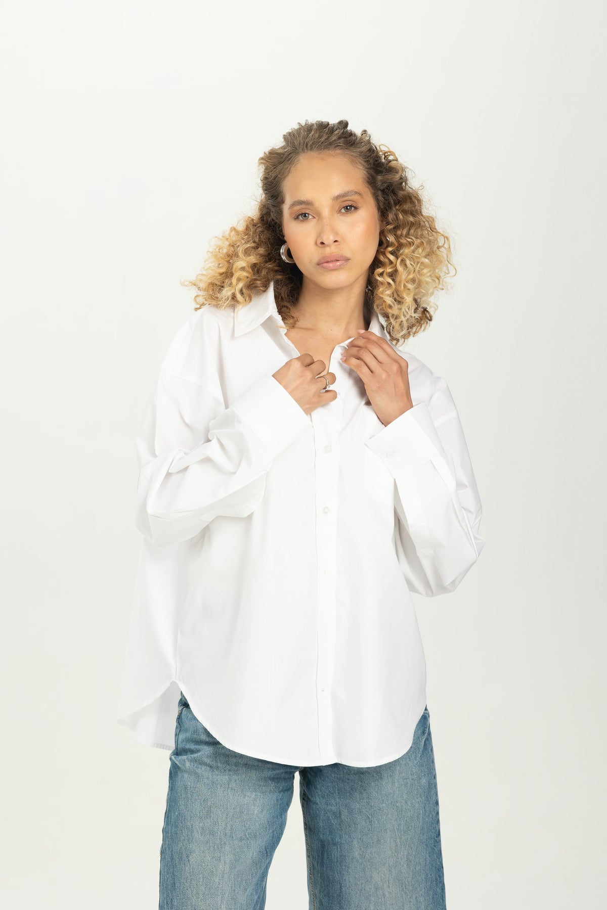 White Oversized Button-Down Shirt