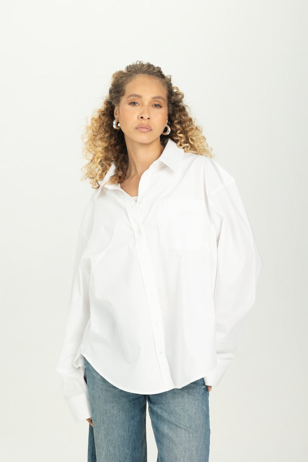 White Oversized Button-Down Shirt
