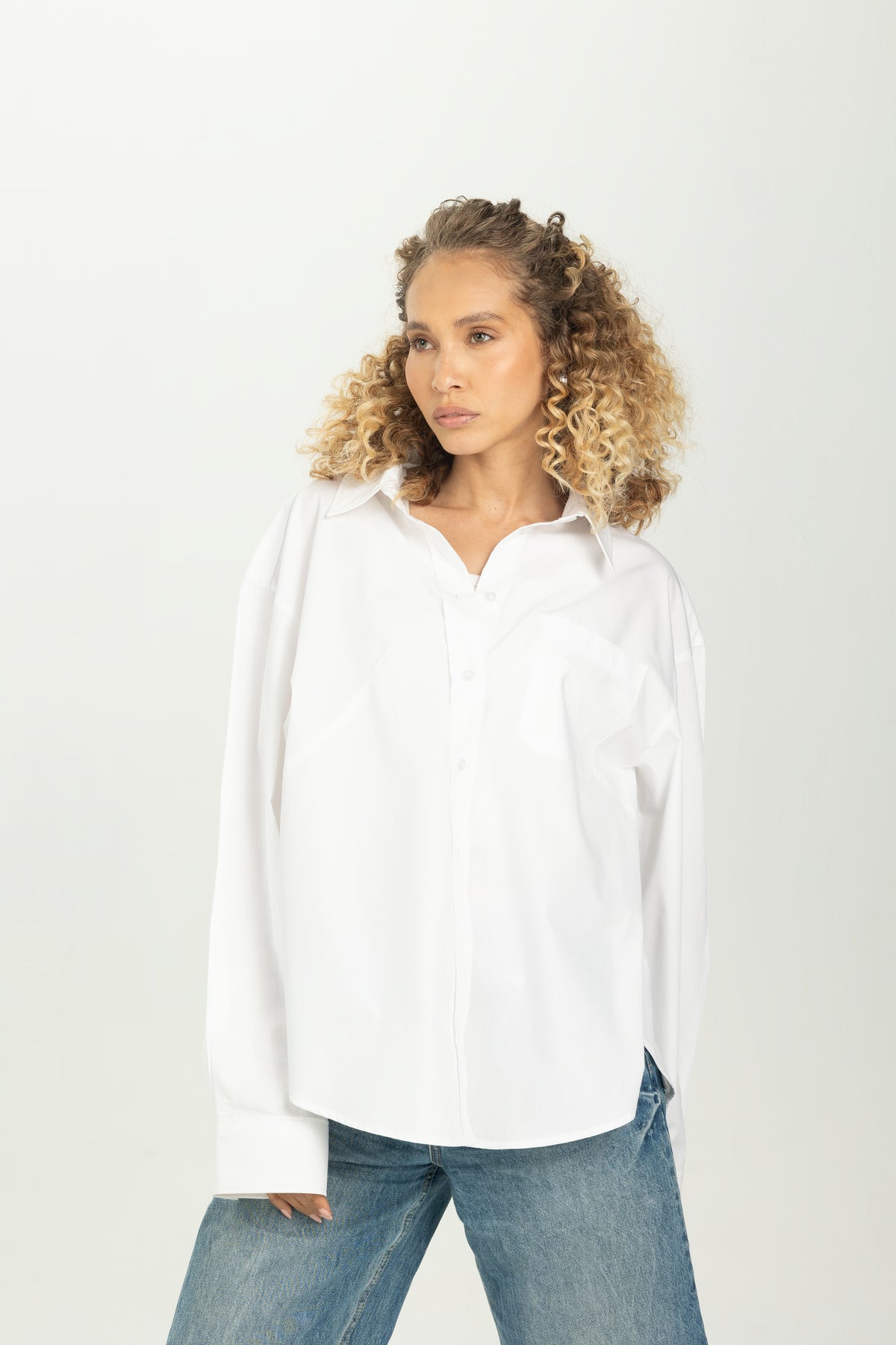 White Oversized Button-Down Shirt