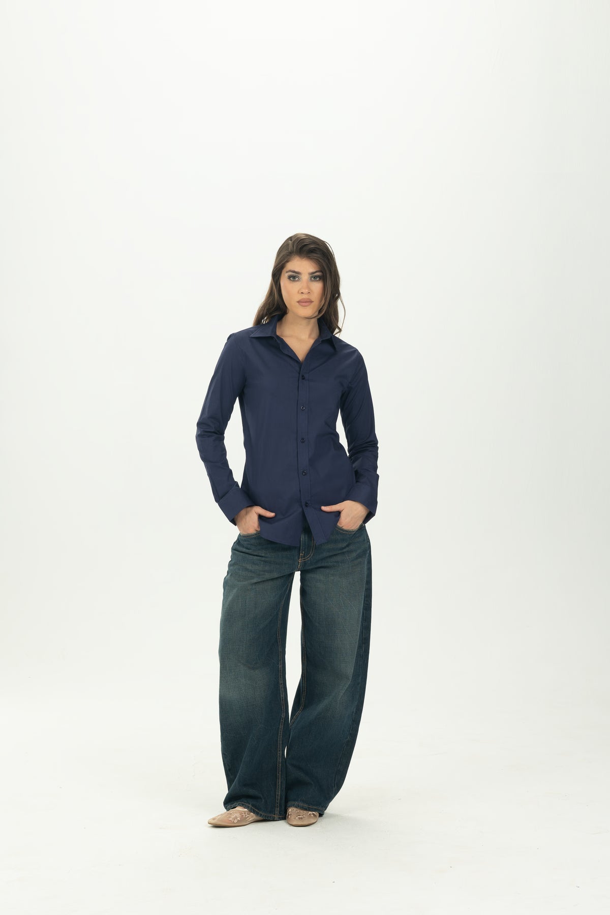 Navy Blue Classic Fitted Shirt