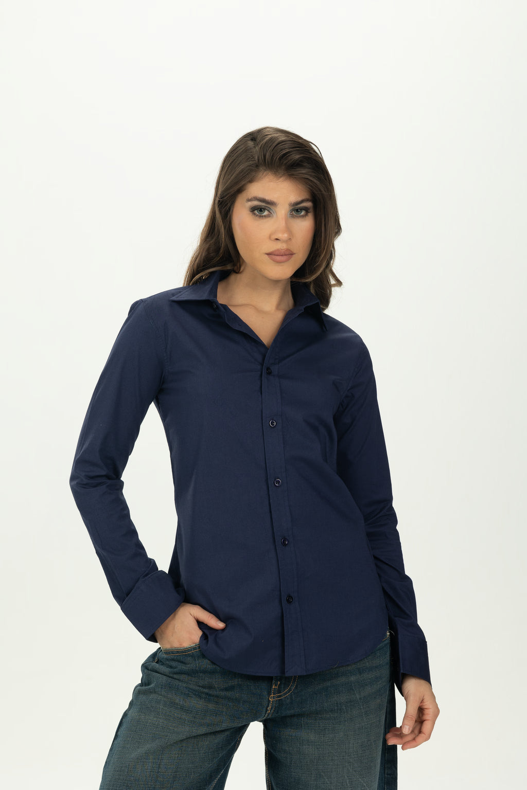 Navy Blue Classic Fitted Shirt