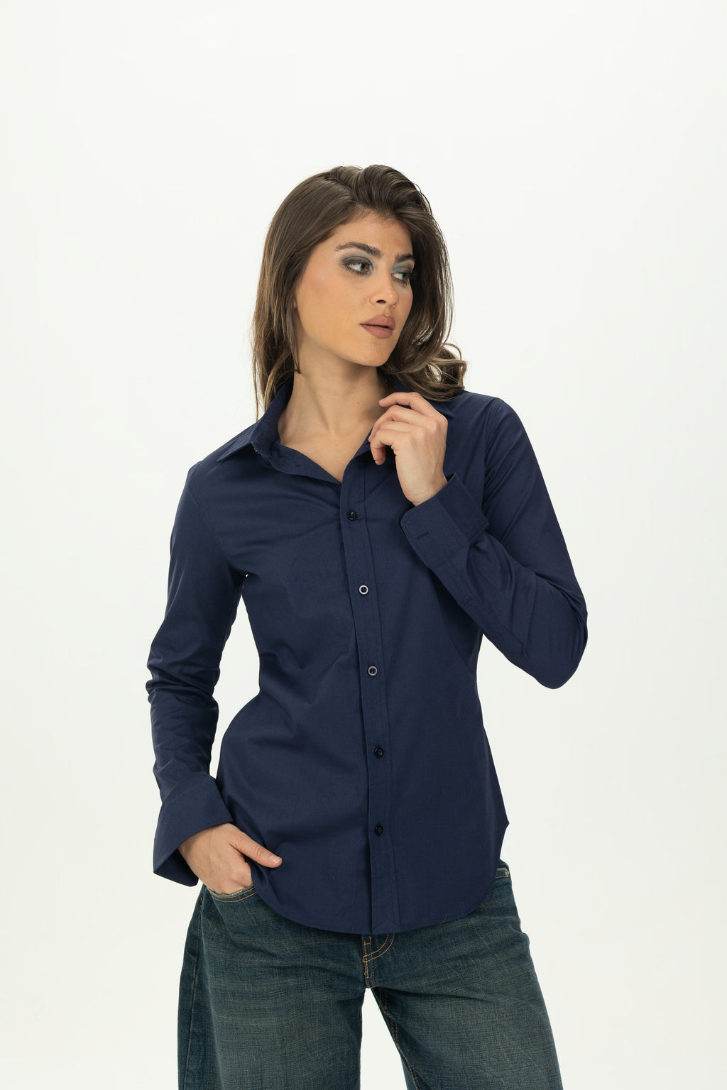 Navy Blue Classic Fitted Shirt