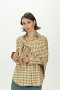 Checked Yellow Multiway Shirt with Detachable Scarf