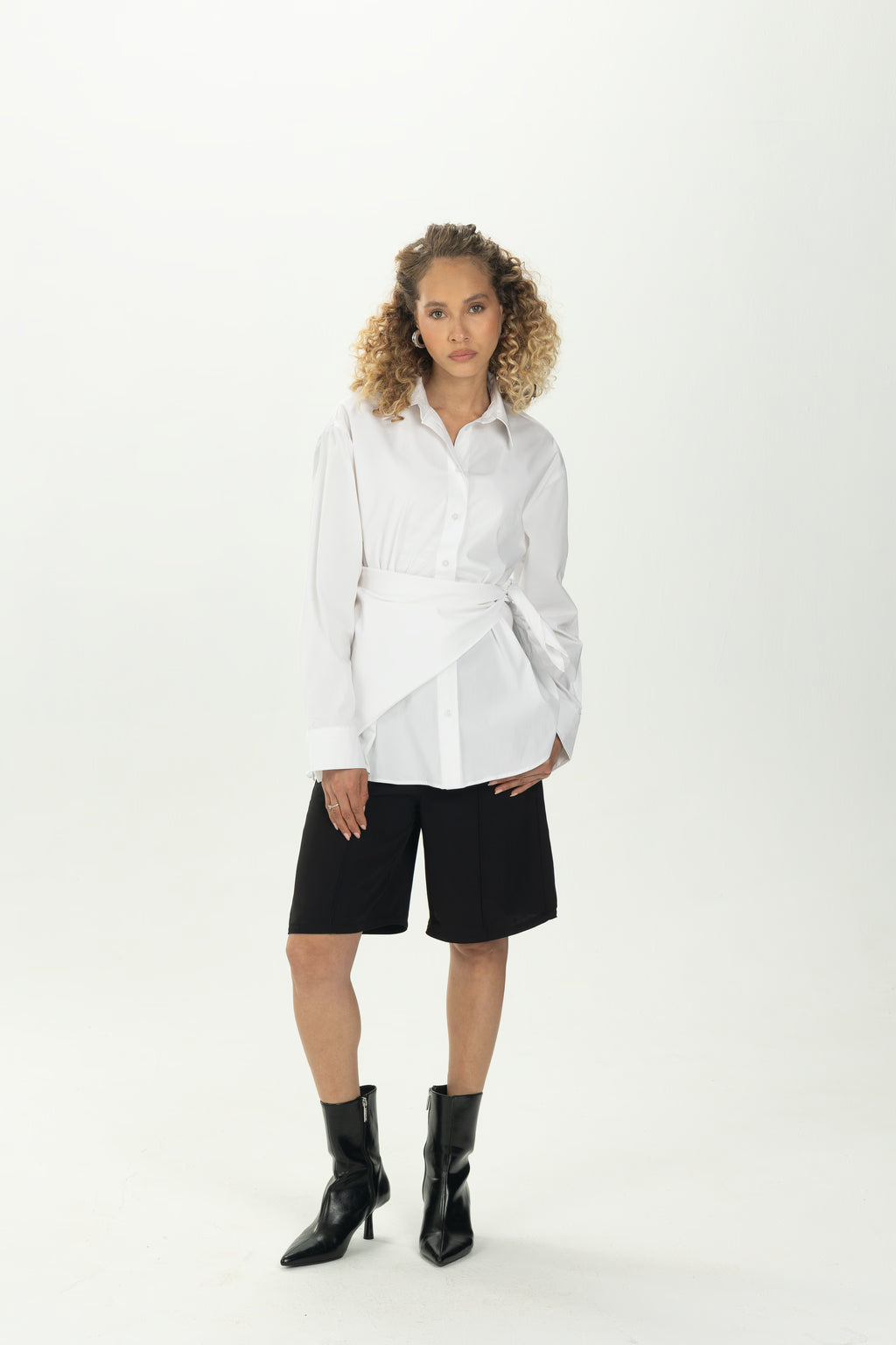 White Multiway Shirt with Detachable Scarf