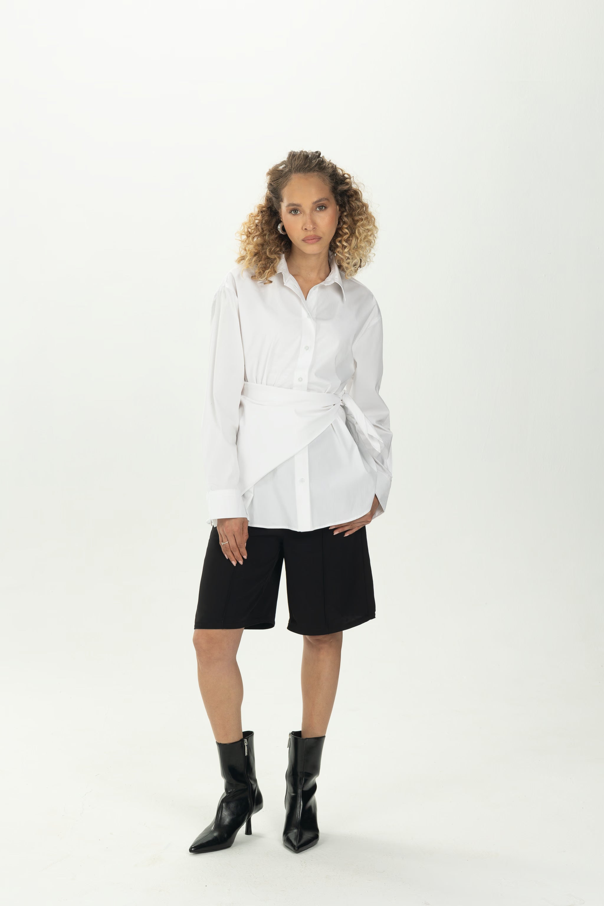 White Multiway Shirt with Detachable Scarf
