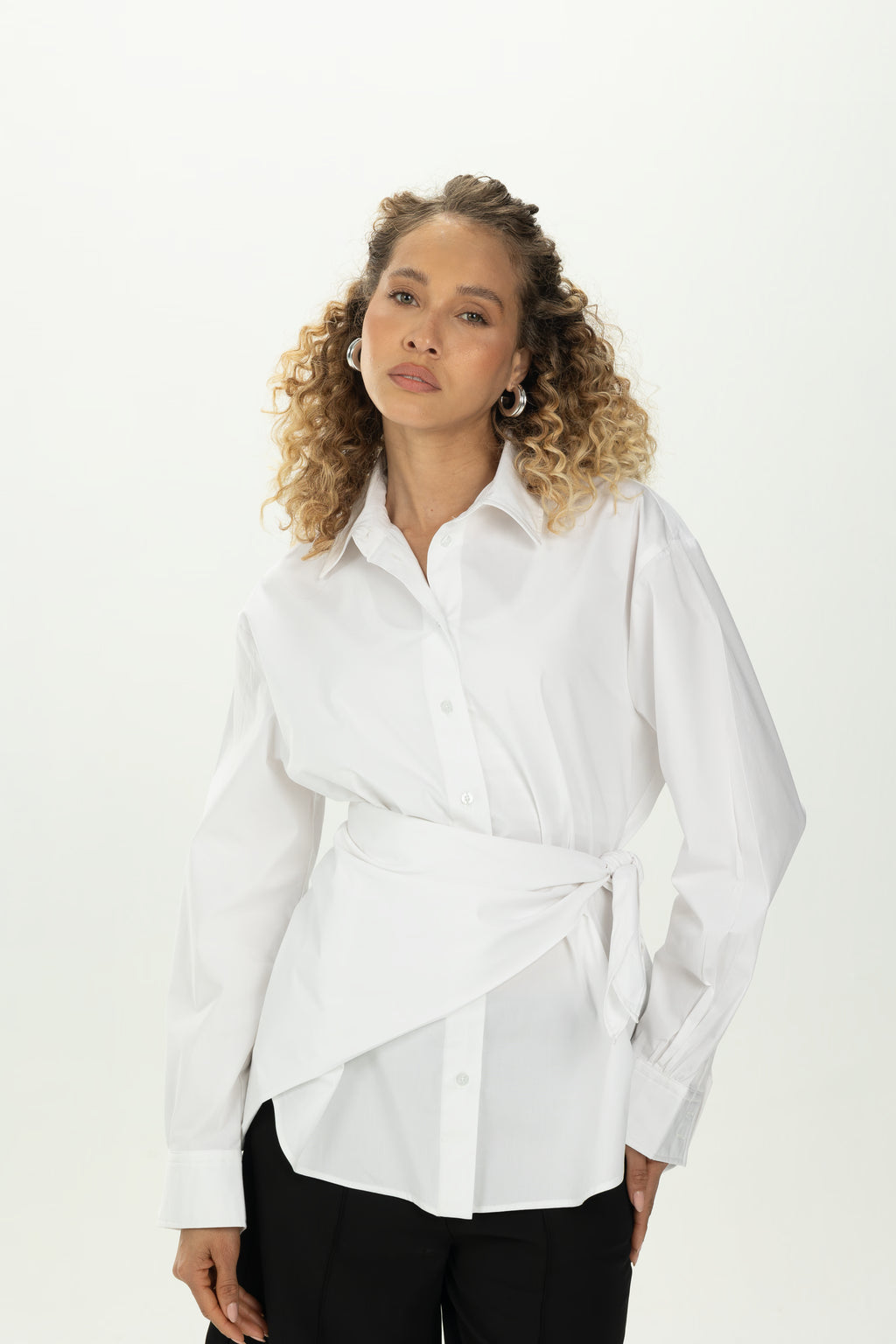 White Multiway Shirt with Detachable Scarf