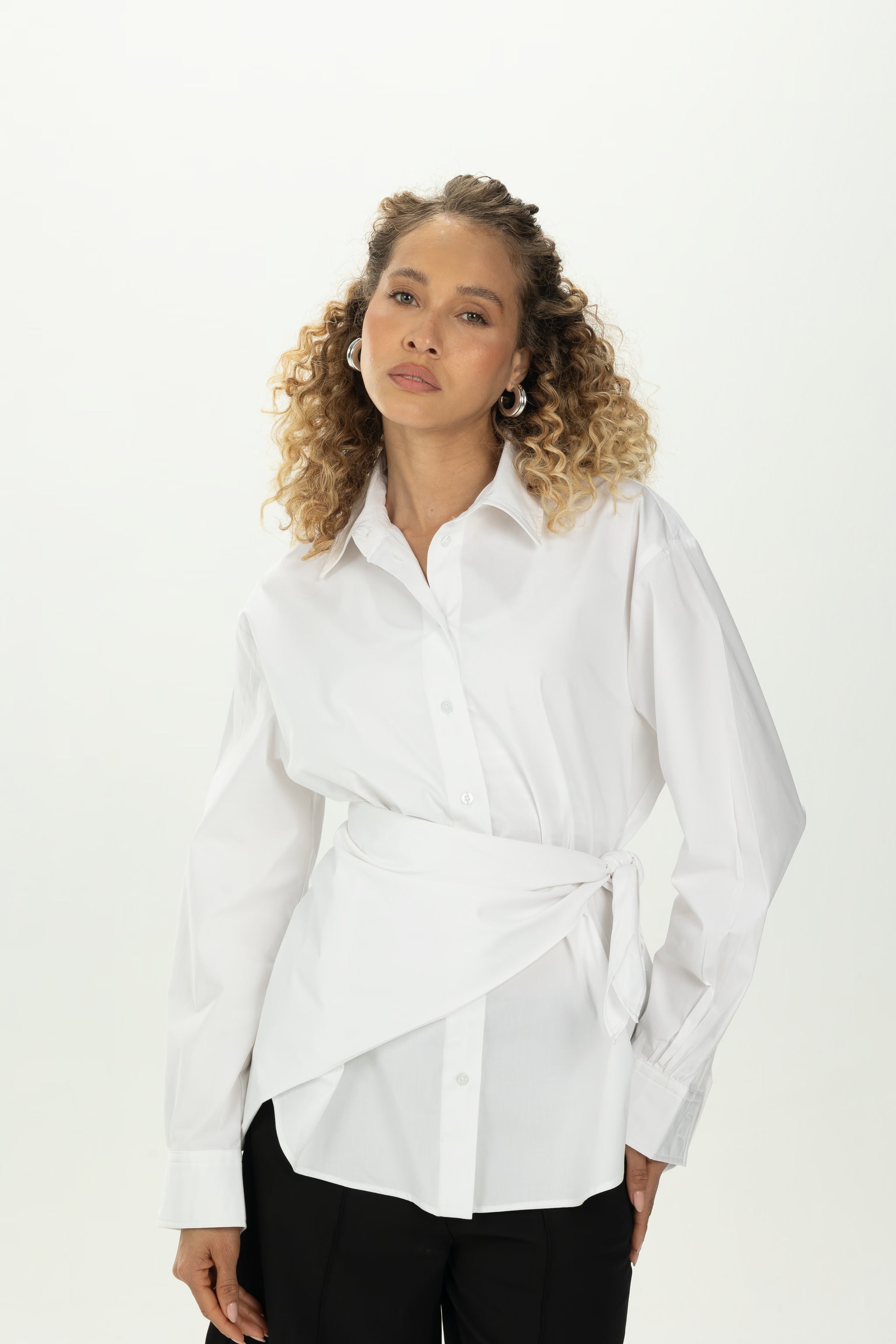 White Multiway Shirt with Detachable Scarf