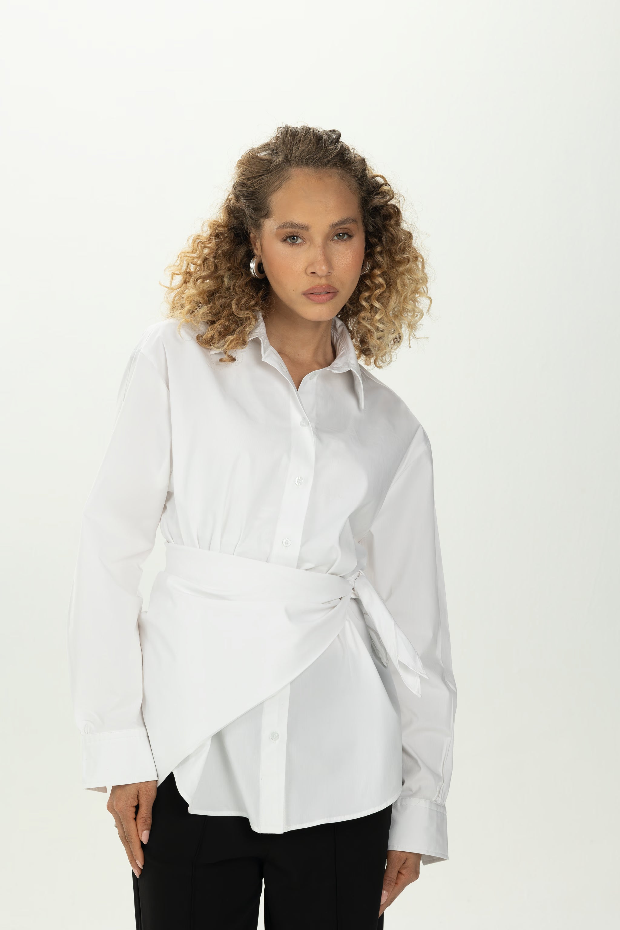 White Multiway Shirt with Detachable Scarf