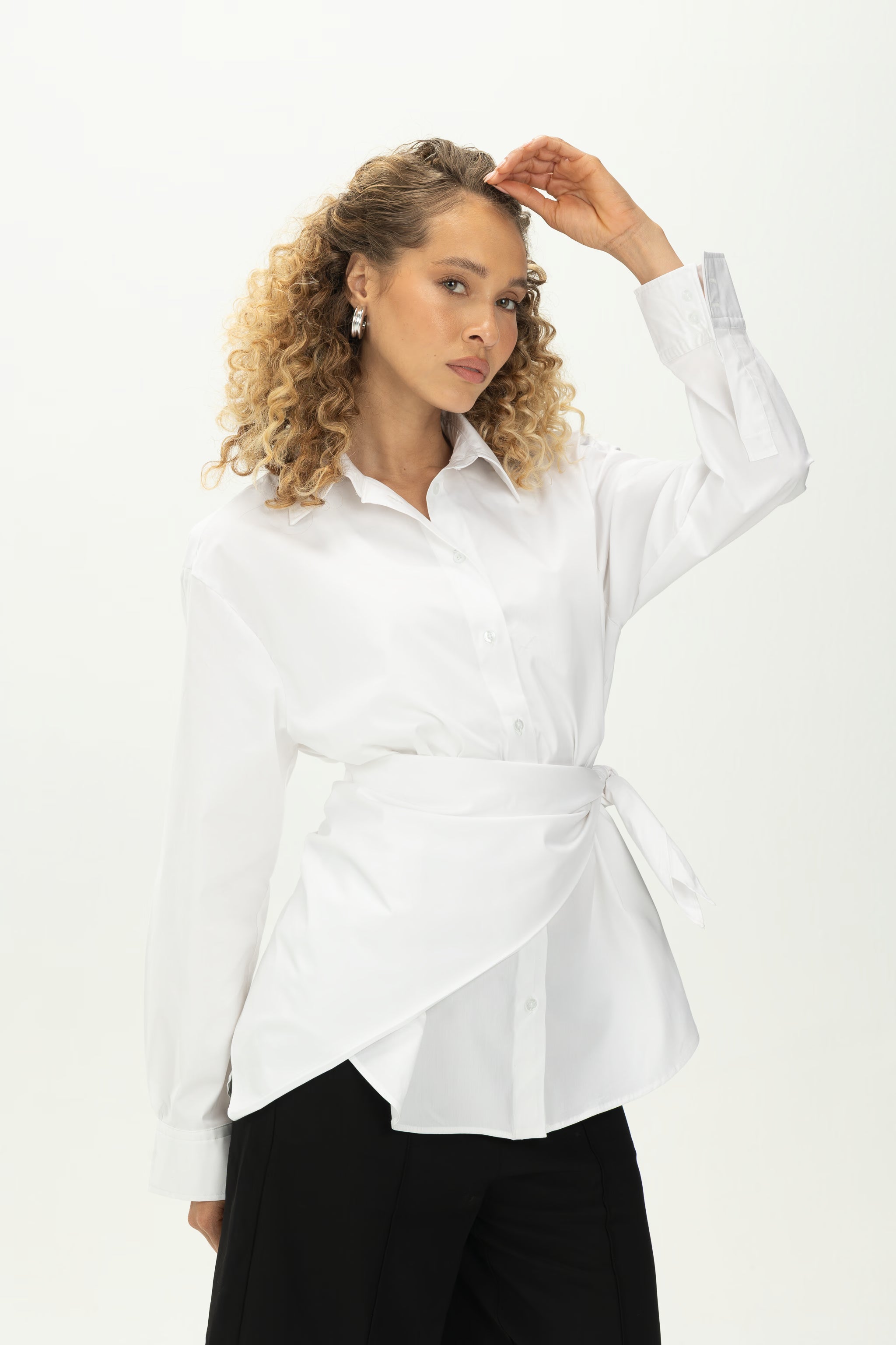 White Multiway Shirt with Detachable Scarf