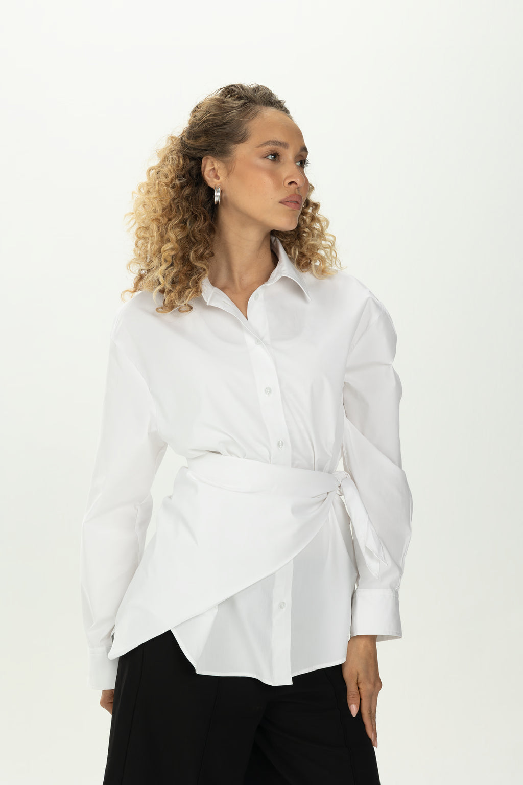 White Multiway Shirt with Detachable Scarf