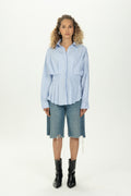 Baby Blue Structured Pleat Shirt