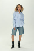 Baby Blue Structured Pleat Shirt