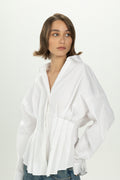White Structured Pleat Shirt