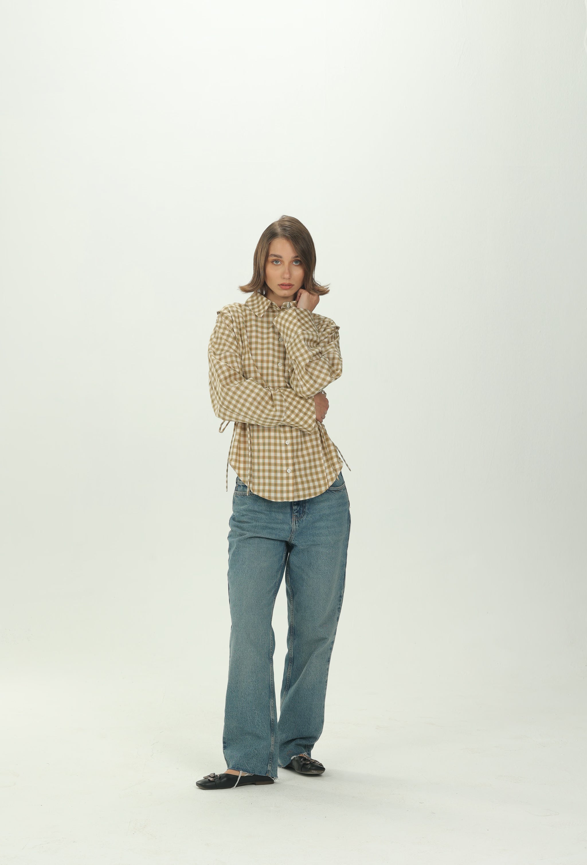 Checked Yellow Side Tie Multiway Shirt