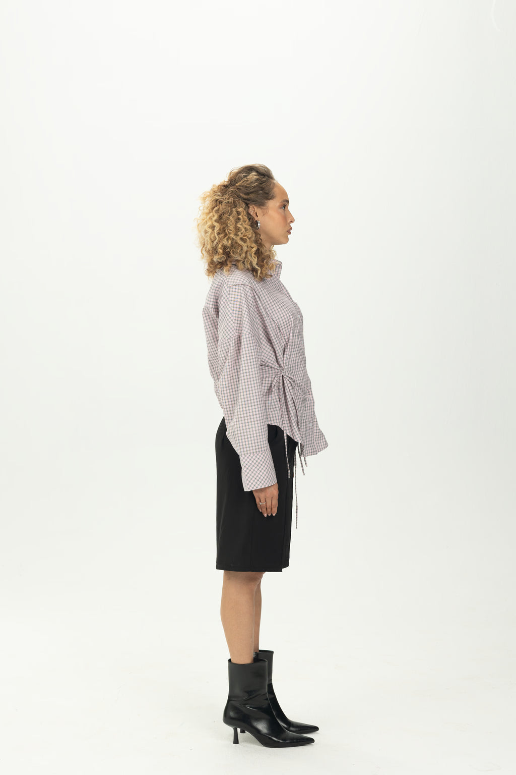Checked Pink Side Tie Multiway Shirt