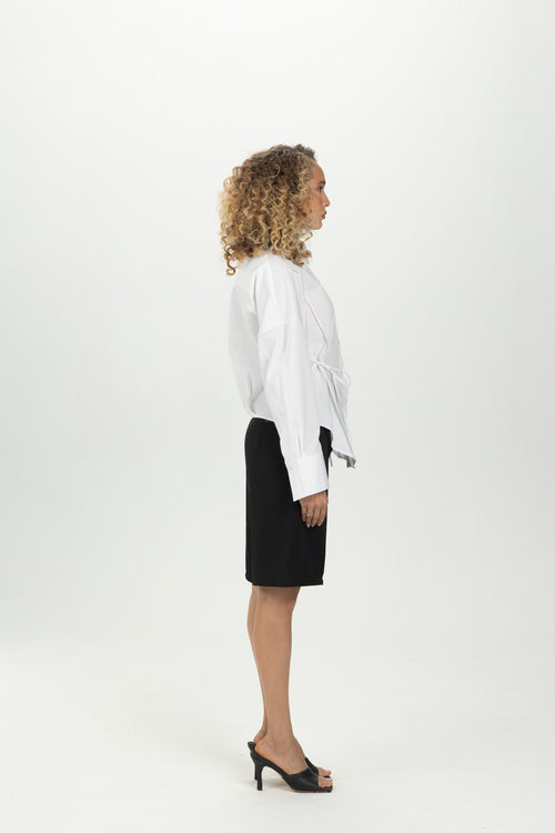 White Side Tie Multiway Shirt