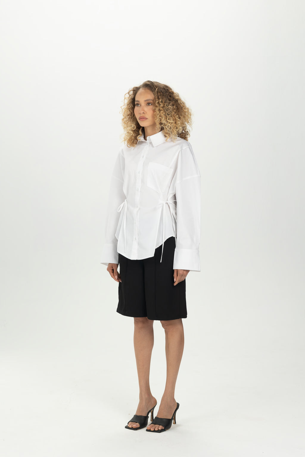 White Side Tie Multiway Shirt
