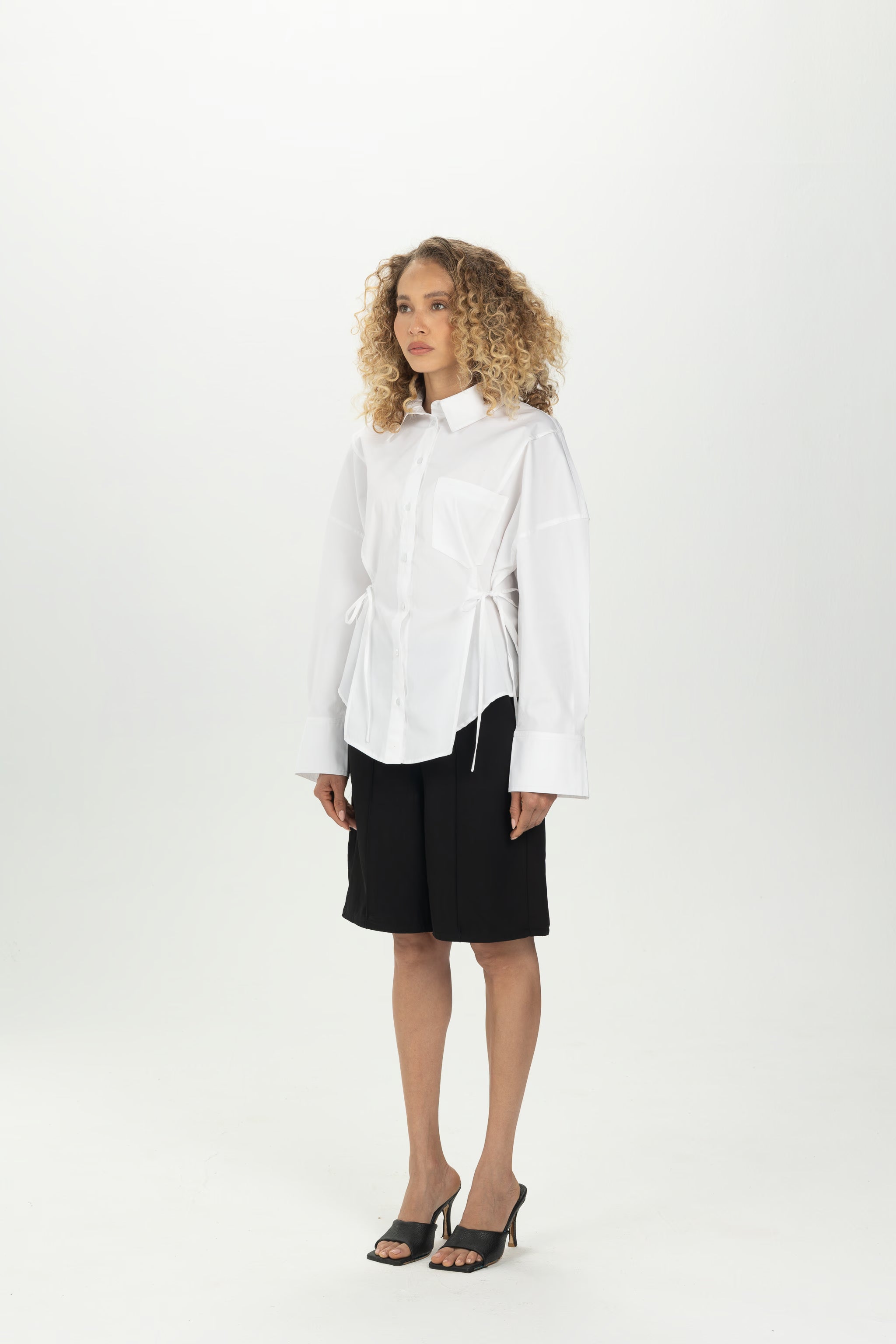 White Side Tie Multiway Shirt