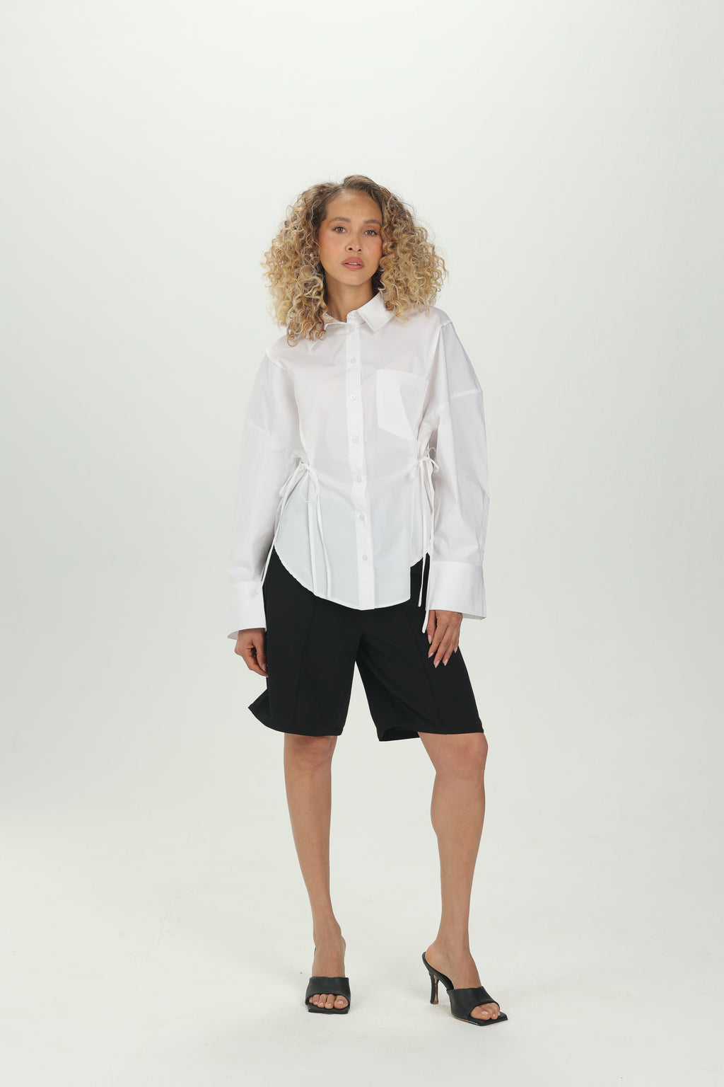 White Side Tie Multiway Shirt