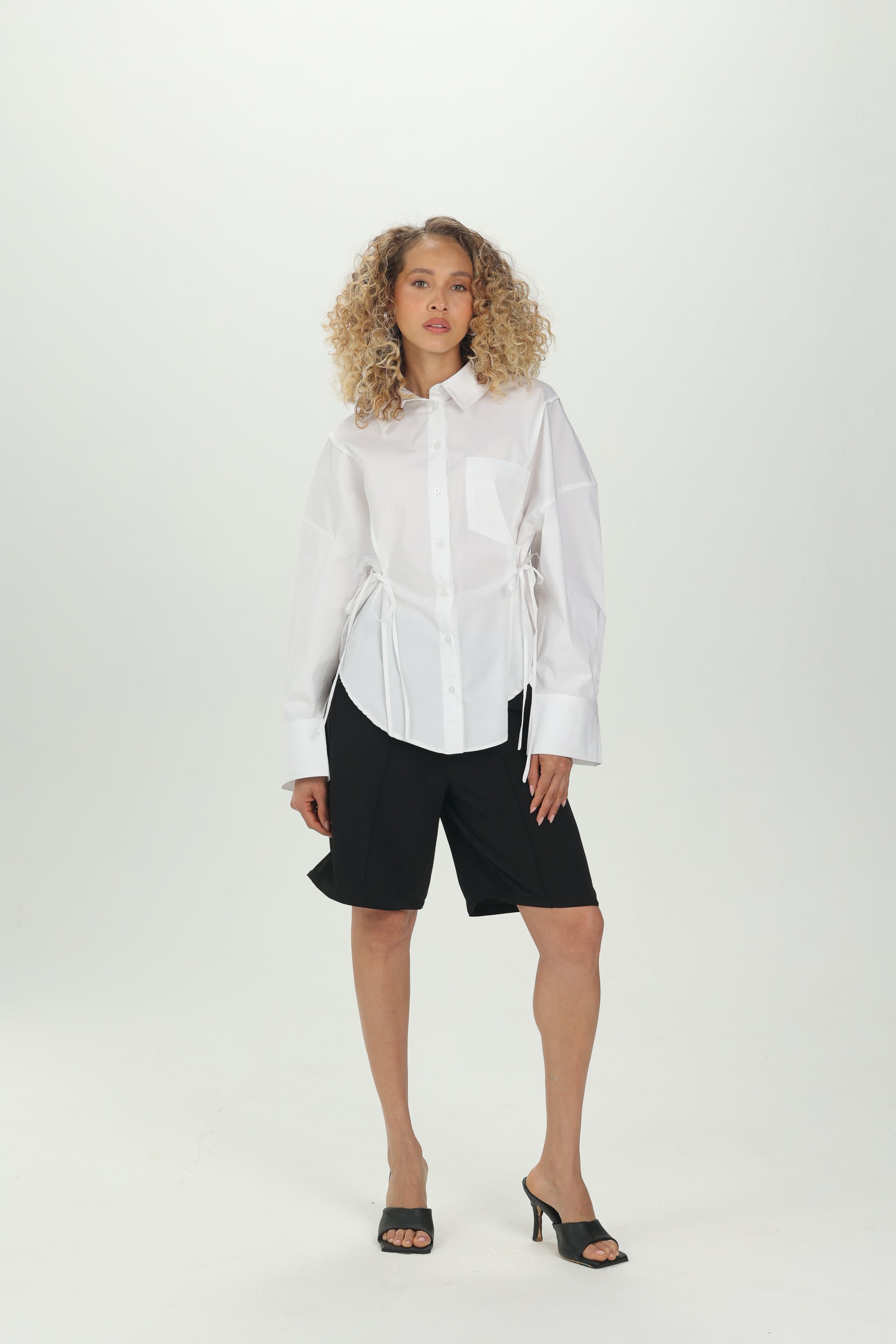 White Side Tie Multiway Shirt