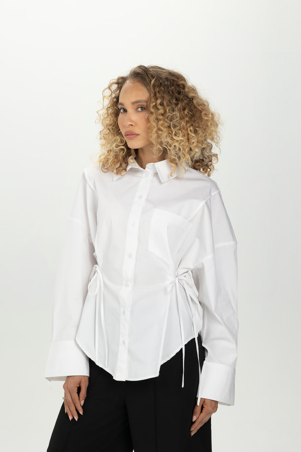 White Side Tie Multiway Shirt