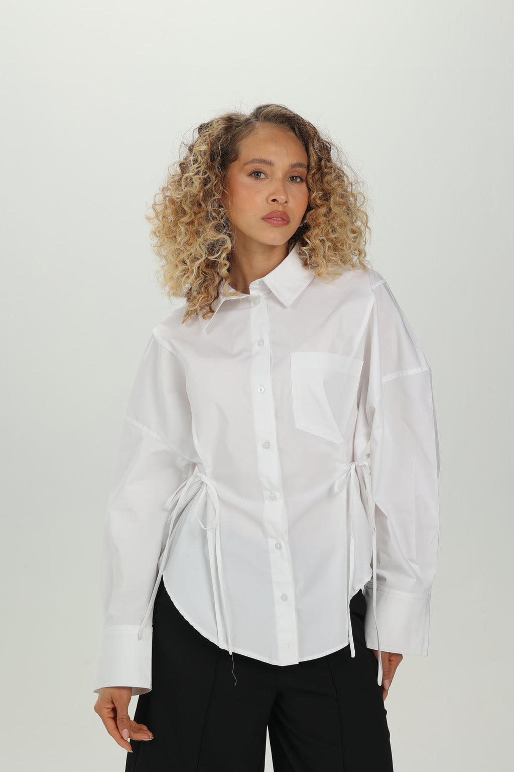 White Side Tie Multiway Shirt