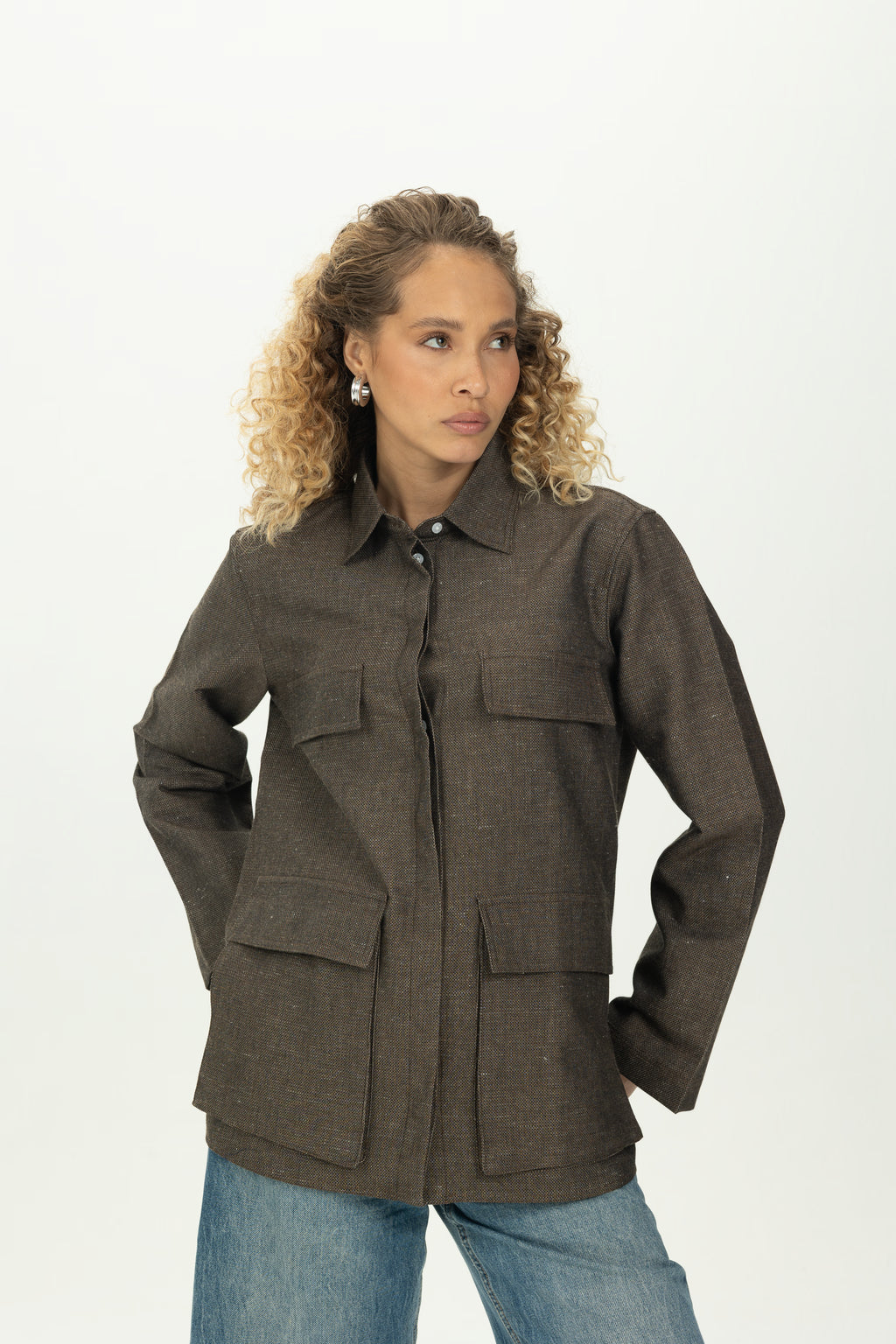 Brown Boxy Pocket Overshirt