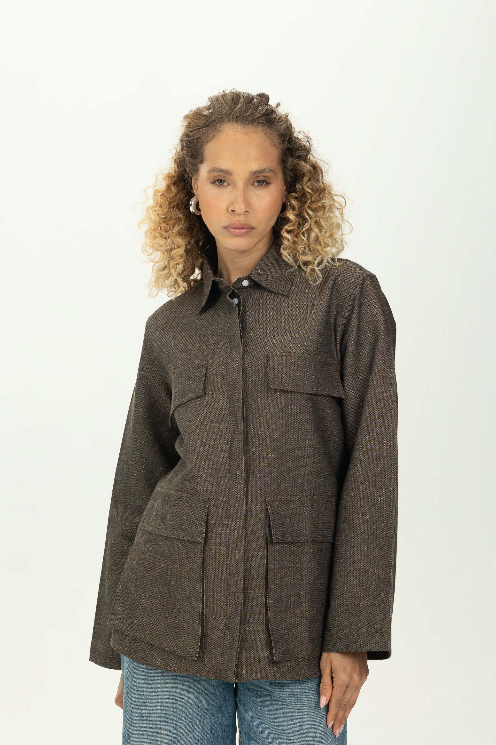 Brown Boxy Pocket Overshirt