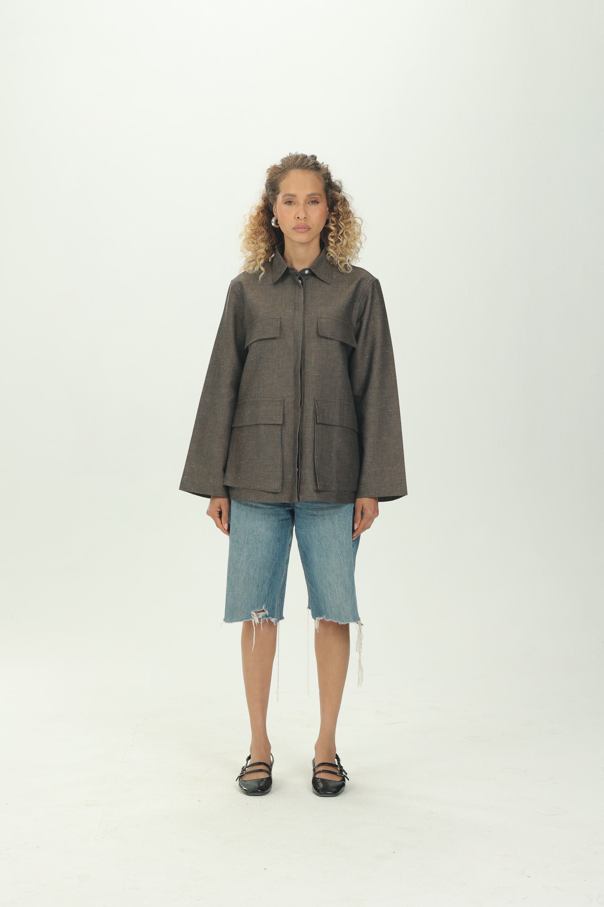 Brown Boxy Pocket Overshirt