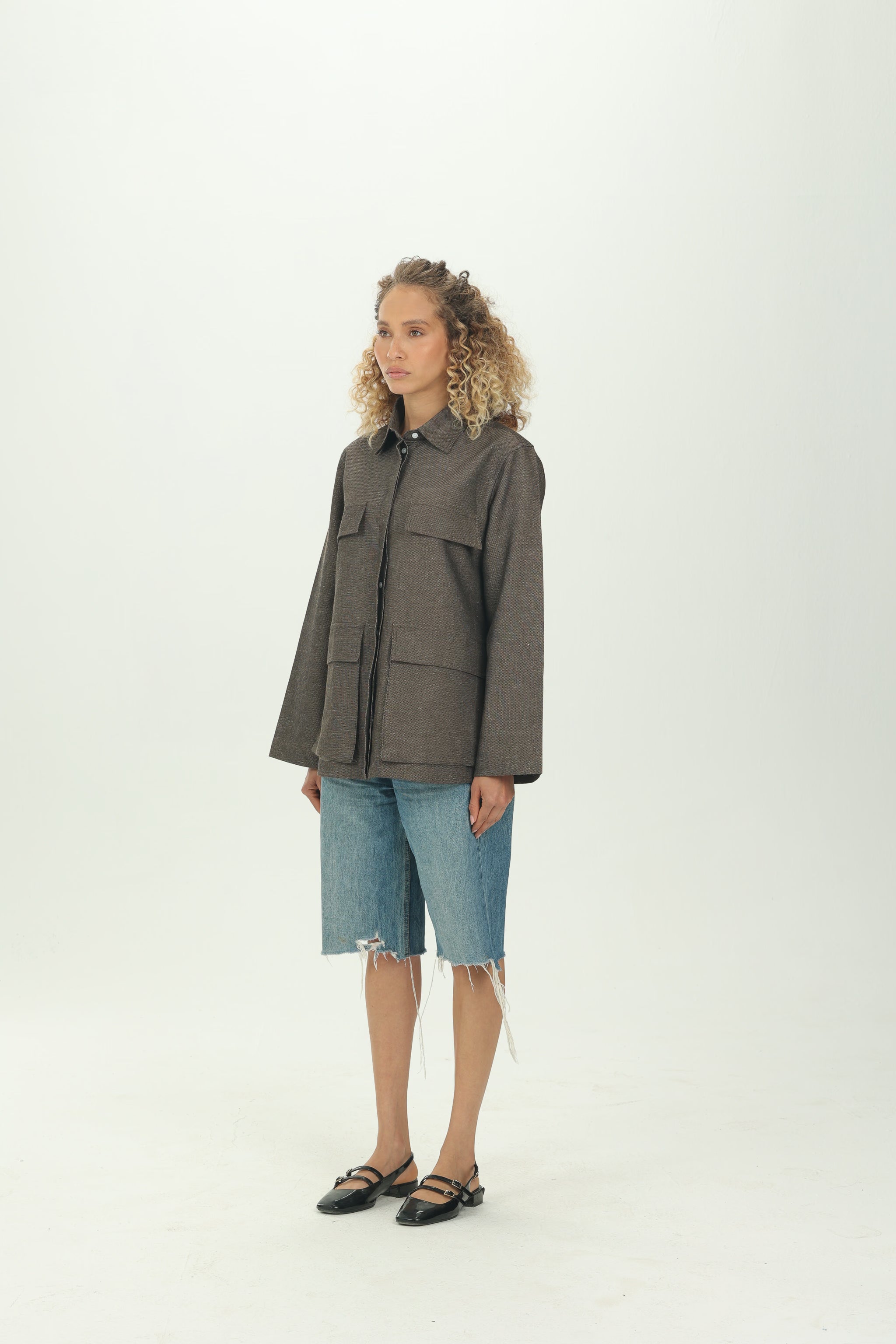 Brown Boxy Pocket Overshirt